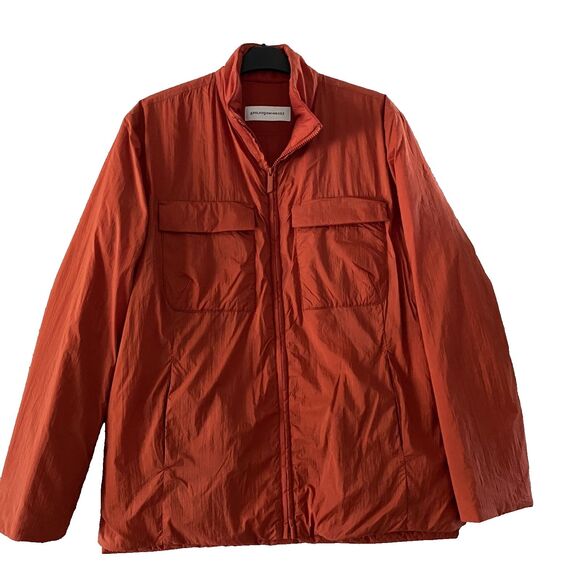 Aldolfo Dominguez Puffer Jacket Style Mens Size M Orange Lined Lightweight